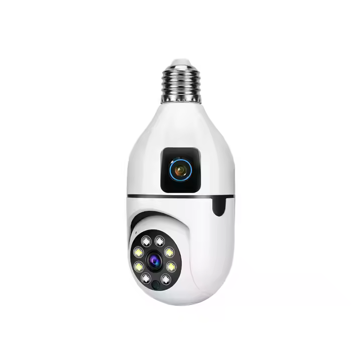 Double Lens PTZ Bulb Wi-Fi IP Camera (2MP+2MP) with 64GB SD card